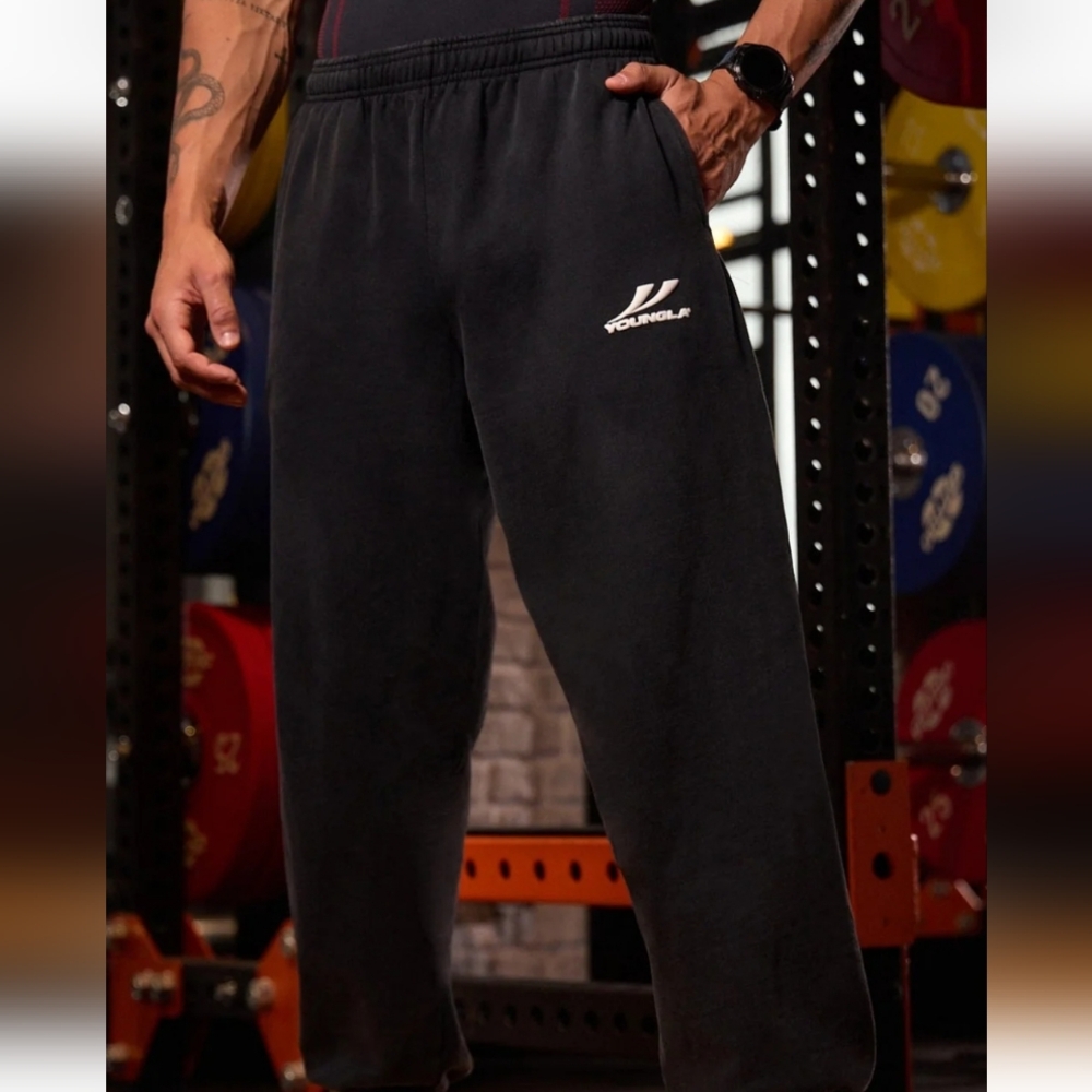 YoungLA Black Sweatpants with White Logo